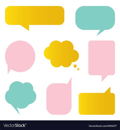 Cute Colorful Speech Bubbles Set Royalty Free Vector Image