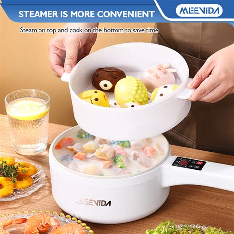 MEEVIDA Electric Cooker Multifunctional Non Sticky Steamer Multicooker Hot Pot Frying Pan Soup