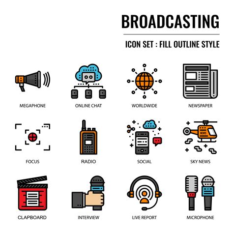 Broadcasting Filled Outline Icon Vector Art At Vecteezy