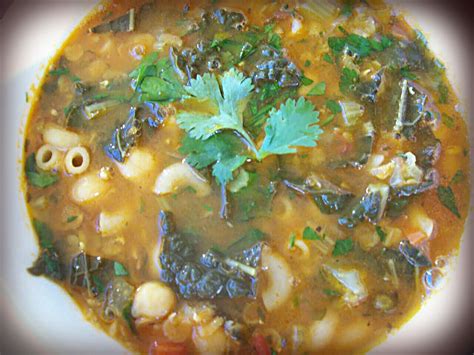 red or green?: Spiced Vegetable Soup With Lentils & Garbanzo Beans