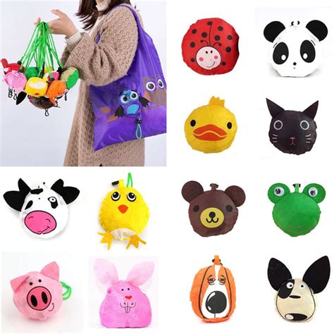 New Cute Travel Foldable Handbag Grocery Tote Storage Reusable Animal ...