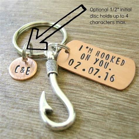 I M Hooked On You Keychain Fish Hook Charm Fishing Etsy Bf Gifts