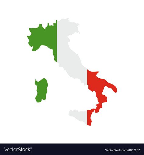 Map of italy with national flag icon flat style Vector Image