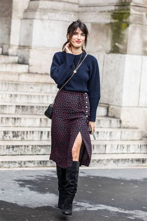 These Are The Best Shoes To Wear With A Midi Skirt Style High Knee Boots Outfit Fashion