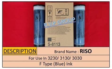 Blue Riso S 8113 Black F II Type Duplicator Ink Box Of 2 Riso S8113U