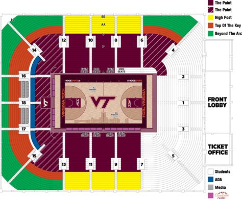 Download Basketball Court Seating Chart Virginia Tech