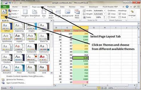 How To Use Themes In Ms Excel 2010