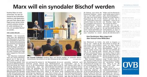 Marx Will Ein Synodaler Bischof Werden Ovb Heimatzeitungen