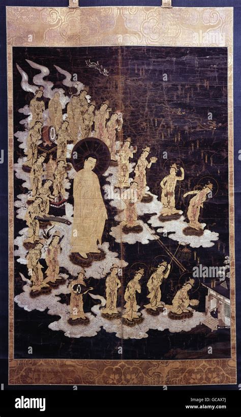 Fine Arts Japan Painting Amida Descending Into This World After