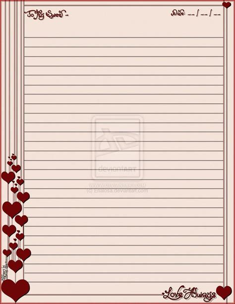 Love Letter Paper Printable Lesmyl Scuisine