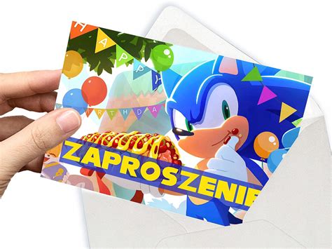 Zaproszenia Dla Dzieci Sonic Szybki Je Na Urodziny Dziecka Koperty