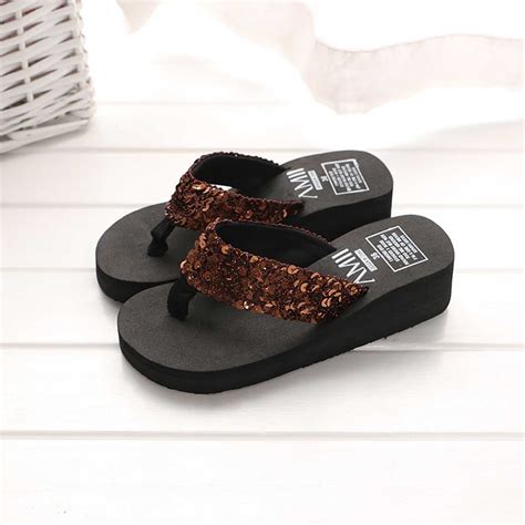 Aueoeo Womens Sequin Flip Flops Comfortable Walking Thong Sandals