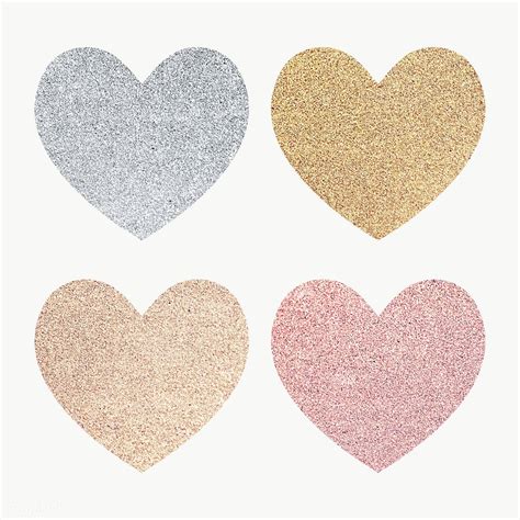 Glitter Heart Sticker Set Transparent Png Free Image By