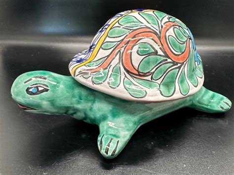 Talavera Mexican Pottery Turtle With Removable Shell Mexican Art