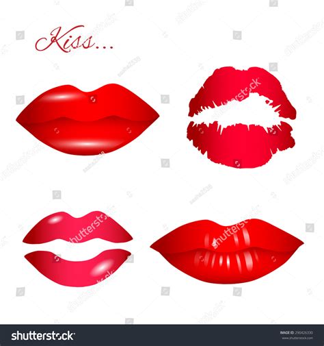 Female Red Beautiful Lips Set Vector Stock Vector Royalty Free