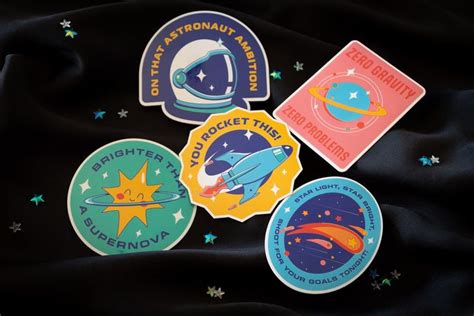 Cute Positive Space Vinyl Stickers Bundle 5 Stickers Rocket Sticker ...