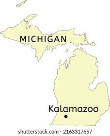 Kalamazoo City Location On Michigan Map Stock Vector (Royalty Free ...