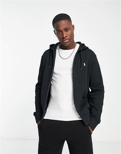 Polo Ralph Lauren Player Logo Full Zip Hoodie In Black Asos