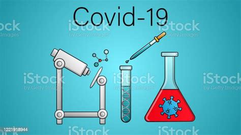 전염병 전염병에 있는 위험한 치명적인 코로나바이러스에 대하여 백신의 과학적인 의학 연구 실험실에 있는 현미경 그리고 플라스크를