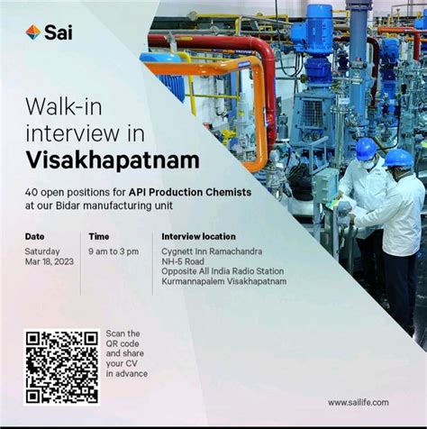 Sai Life Sciences Ltd Walk In Interviews In Visakhapatnam This