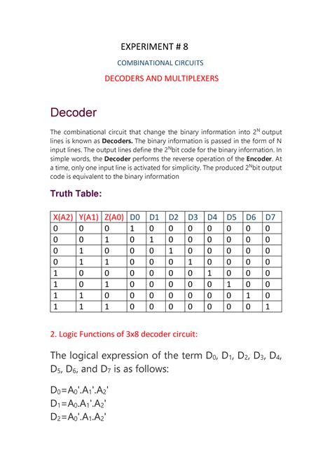 Exp 8 Decoder Digital Design With RTL Design VHDL And Verilog