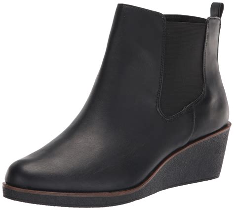 aerosoles womens black pull tab stretch gore panel comfort brandi