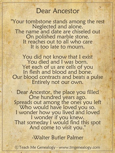 Dear Ancestor Poem By Walter Butler Palmer Teach Me Genealogy