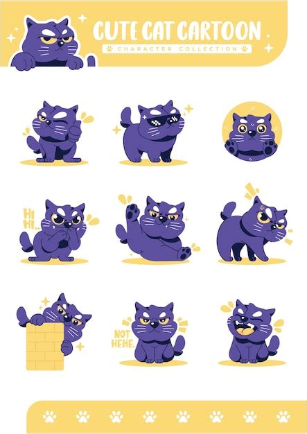 Collection D Autocollants De Personnage De Dessin Anim Mignon Chat