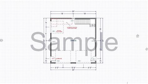 GARAGE PLAN : 30 X 30 2 Car Garage Plans 10/12 and 12/12 Pitch 10ft ...