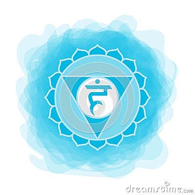 Vishuddha Icon The Fifth Guttural Chakra Vector Blue Smoky Circle