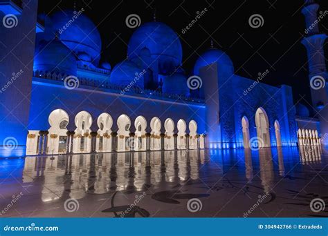 Amazing Night View at Mosque, Abu Dhabi, United Arab Emirates Stock ...