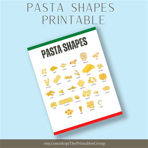 Pasta Shapes Printable Italian Pasta Shapes Art Print Pasta Shapes ...