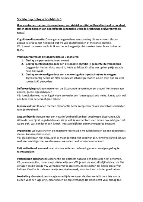 Soc Psy Hoofdstuk 6 Samenvatting Sociale Psychologie Sociale