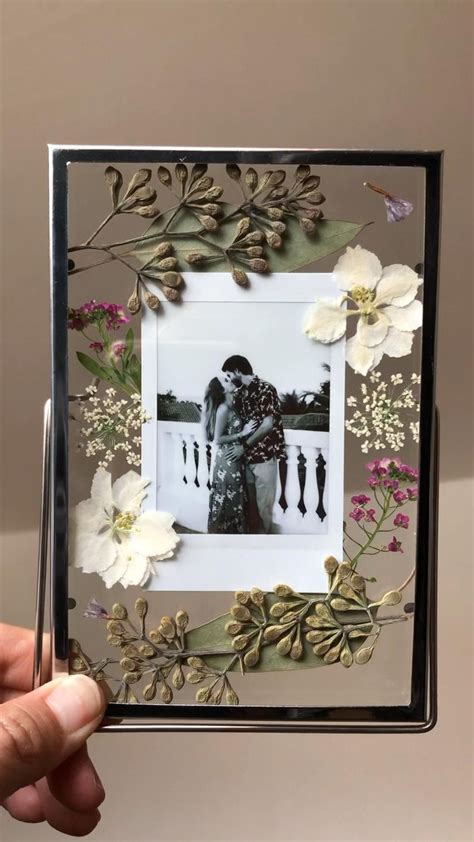 Pressed Flower Frame With Photo Polaroid Frame Anniversary Gift