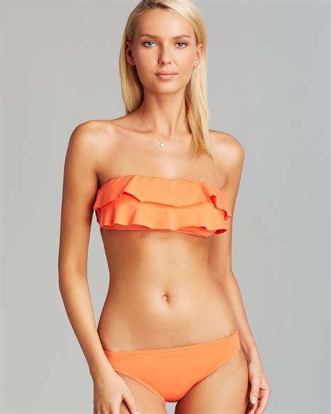 Michael Michael Kors Ruffle Solids Cascading Bandeau Bikini Top