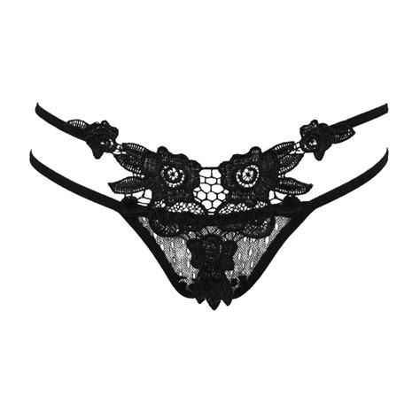 Sexy Women S Lace Double Strap Thongs Sexy Lingerie Low Waist Exotic T