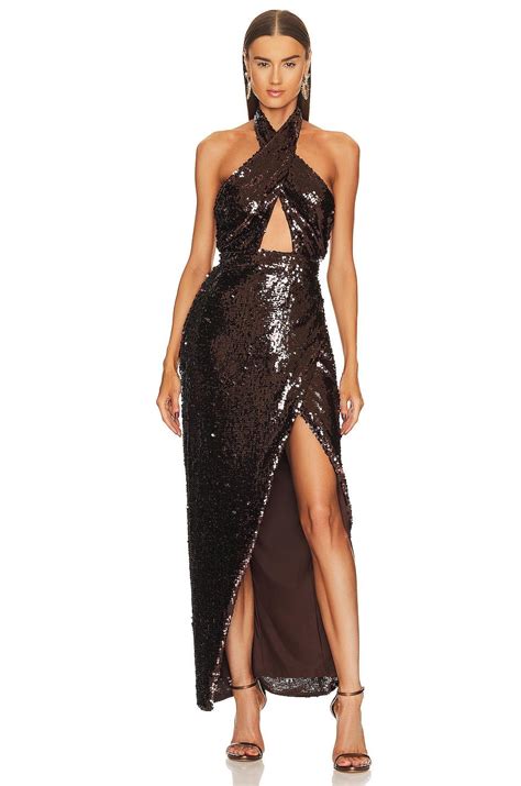 Michael Costello X Revolve Soraya Gown In Brown Lyst