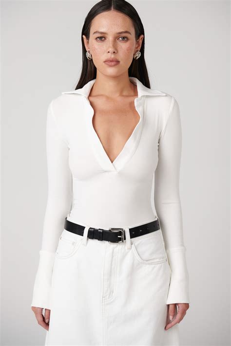 Celine Bodysuit White Bayse Brand