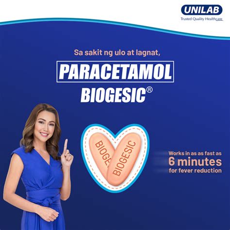 Unilab Biogesic Tablets Mg Paracetamol For Quick Relief Of