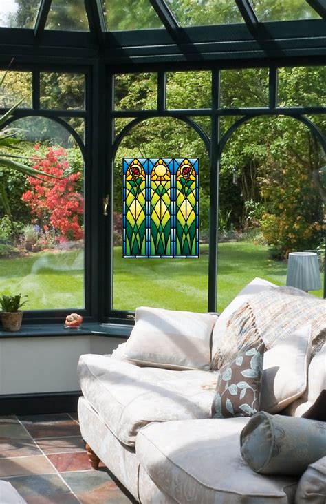 Faux Stained Glass Rose Window Cling Suncatcher Window Etsy