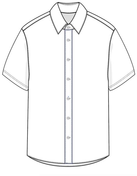 Short Sleeve Shirt SVG Vector CAD Menswear Button Up Shirt Technical