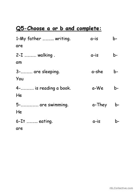 Present Continuous Affirmative Form Espa Ol Ele Hojas De Trabajo Pdf