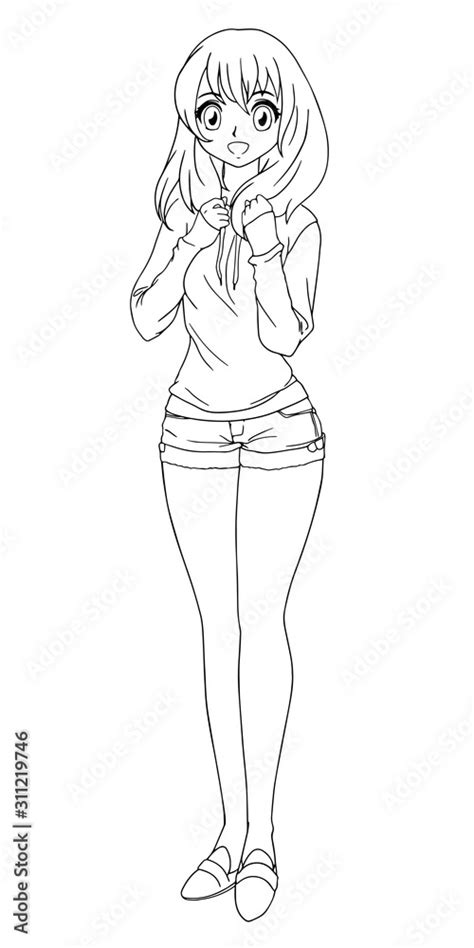 Full Body Anime Girl Coloring Pages