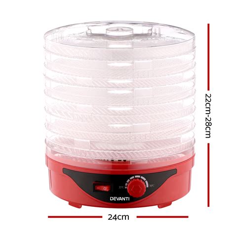 Devanti Food Dehydrator With 7 Trays Red