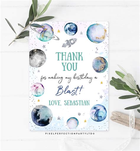 Editable Outer Space Thank You Card Outer Space Thank You Etsy