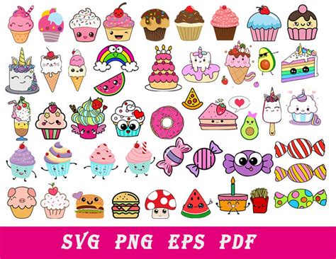 Kawaii Food Svg Kawaii Svg Bundle Kawai Food Kawai Sweet Face Svg