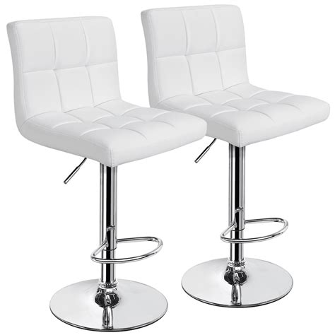 Yaheetech Set of 2 Square PU Leather Adjustable Bar Stools Back Counter ...