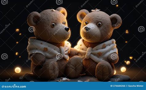 Teddy Bear Love Under the Stars Stock Illustration - Illustration of ...