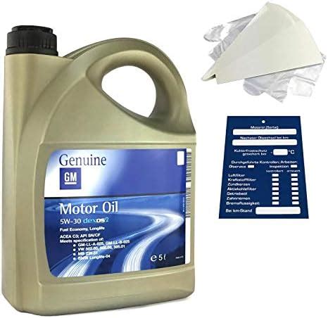 Amazon Fr Original GM Dexos 2 Engine Oil Set 5w30 Funnel Trailer 5L