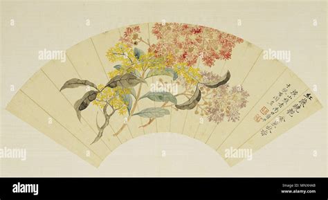 English Sweet Osmanthus and Crape Myrtle 中文 桂花紫薇 選自清花卉畫冊 17th